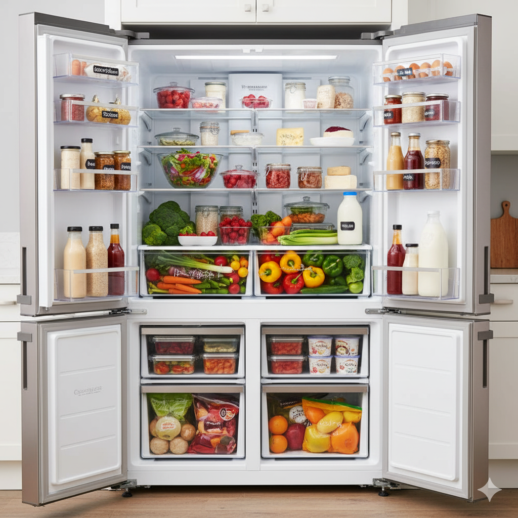 Réfrigérateur rempli de nourriture